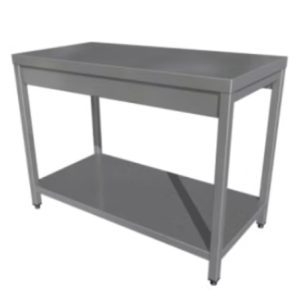Masa de lucru inox cu 1 polita, fara inaltator, 4 picioare