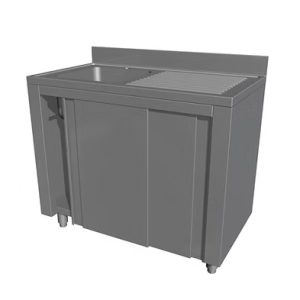 Spalator cu 1 cuva tip dulap, usi culisante, picurator dreapta si rebord